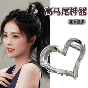 กิ๊บติดผมโลหะรูปหัวใจสไตล์เกาหลี หรูหรา เครื่องประดับผมสำหรับผู้หญิง ช่วงฤดูร้อน ทรงสั้น ทรงหัวปลาฉลาม