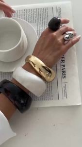 Ingemark | Ingemark Vintage Irregular Resin Acrylic Wide Bracelet Women New Fashion Geometric Stackable Chunky Bangle Bracelet Jewelry New