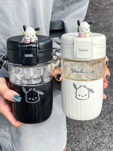 High Borosilicate Glass Cup with Straw Heat Resistant Tea Brewing Dual Gender Office Student Cute Water Cup Tea Separation Function