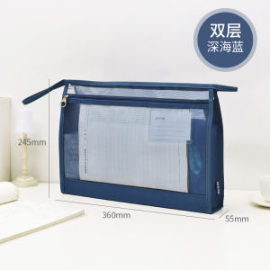 A4 File Bag Large Capacity Information Bag Transparent Net Zipper Bag Three-Dimensional Student Subject Bag Subject Assorted Storage Bags