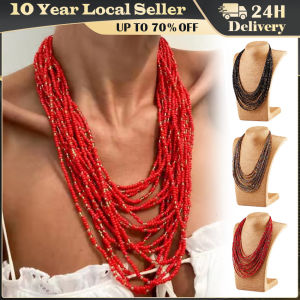 New Statement Necklace 2025 Fashion Women Bohemian Vintage Tassel Multi-layer Long Beaded Necklaces Pendants Jewelry Accessories