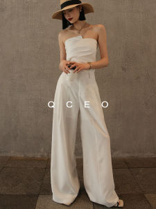 Elegant Simple Straight Leg Floor-Length Wide Leg Pants Womens Summer Casual Trousers Versatile Basic Design Thin Material