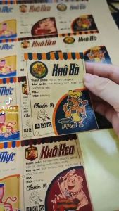 Sẵn 17 Tem Nhãn Giấy Kraft - Khô Bò Gà Heo Mực - Đẹp Sang Decal Dán - Kt: 6x8cm