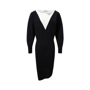 Autumn Winter Chic Color Block Knitted Pullover Dress