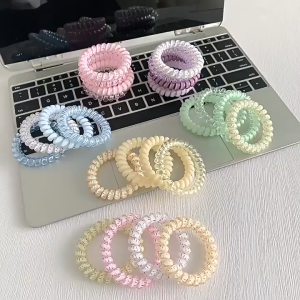4 Pcs Hair Ties No Damage Thick High Elasticity Colorful Spiral Hair Ties Student Girl Accessories Pengikat Rambut 电线发圈