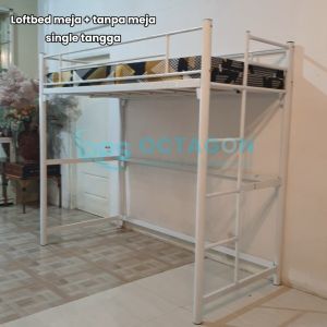 Loftbed Ranjang Mezzanine Besi 90x200 100x200 120x200 Satu Tangga