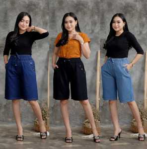 CELANA PENDEK JEANS SANTAI WANITA MURAH / KULOT PENDEK JEANS 3/4 WANITA