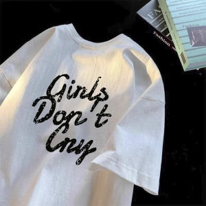 Heavyweight Pure Cotton Short Sleeve T-Shirt Mens American Trendy Brand Letter Print Loose Teenage Half Sleeve Body Shirt