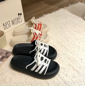 UoMeAi Sandal Selop Wanita Karet Sol Lembut Bahan EVA Sandal Platform Tinggi 5CM Korean Style