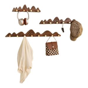 ZHIYUNJU | Strong Load Bearing Solid Wood Wall Mounted Clothes Hanger Adhesive No Drilling Required Entrance Hall Coat Hook Creative Design