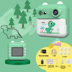 Máy Ảnh Kỹ Thuật Số Mini Cho Trẻ Em In Ảnh Tức Thì Màu Hồng Xanh Họa Tiết Khủng Long Quà Tặng Dễ Thương Cho Bé Trai & Bé Gái Từ 6-12 Tuổi Sinh Nhật Giáng Sinh