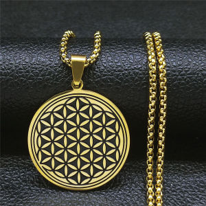 Stainless Steel Flower of Life Necklaces Pendants for Women/Men Sacred Geometry Ancient Egyptian Jewelry fleur de vie N734S02