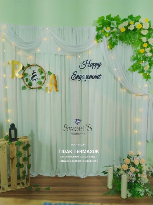 dekorasi lamaran tunangan 1 set lengkap murah background wedding ukuran 2,5 meter