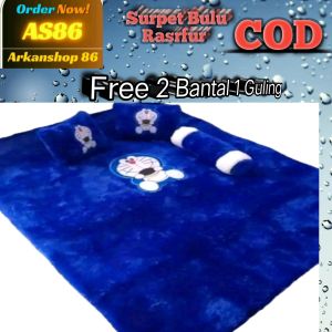 SURPET ANAK BULU RASFUR MOTIF KARAKTER BONUS BANTAL 1 GULING 2