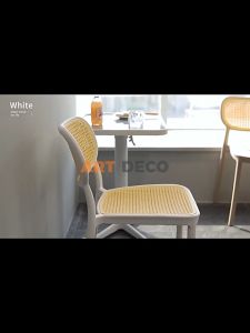 Nordic Rattan Chair Rattan Chair With PP Plastic Minimalist Dining Chair Kerusi Makan Kerusi Kerusi Belajar Stackable Chair Office Murah Outdoor Chair