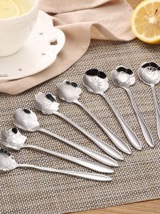 Thìa Mật Ong Bằng Thép Không Gỉ Hình Hoa Cốc Treo Tường Phong Cách Hàn Quốc Thiết Kế Sáng Tạo Thìa Cà Phê Bằng Kim Loại Đồ Dùng Ăn Uống