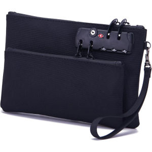 Secure Locking Money Bag with Zipper Closure Dual-Layer Organizer for Passports Cash Business Travel Locking Bank Bag