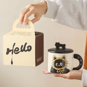 Holiday Lifestyle tumbler cute cat ceramic mug retro design aesthetic gift box best for exchange gift coffee cup cawan
