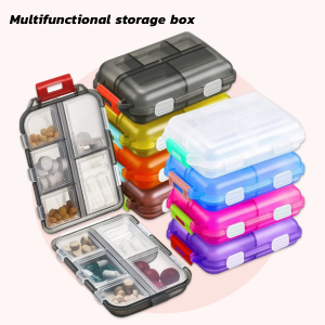 Orna กล่องเก็บยา เก็บของอเนกประสงค์ 10 ช่อง ป้องกันความชื้น ขนาดเล็ก แบบพกพา Storage box