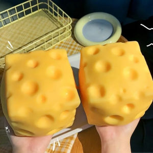 Bandai | *Squishy Square Cheese Squeeze Toys Slow Rebound Push Stress Relief Sensory Toy Soft Butter Cheese Fidget Toy Christmas Present