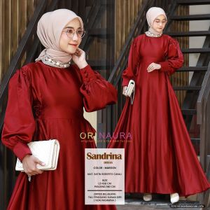 Gamis Satin Pesta OOTD Kondangan Simpel Elegant || Sandrina Dress By Naura Solo