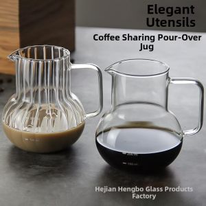 Borosilicate Glass Vertical Stripe Clear Coffee Sharing Pot 400ml