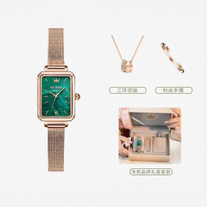 OLEVS | Elegant Luxe Green Sugar Square Ladies Watch