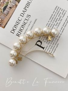 South Korea Import Simplicity Elegance Small Hair Volume Pearl Low Ponytail Elegant Spring Clip Back Head Hair Clip Grip Female