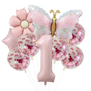 Butterfly Balloons 5th Birthday Decor for Girls Pink Butterfly Foil Balloons for Butterfly Themed Party Wedding Birthday Decors