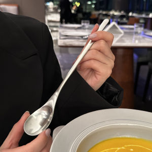 Korean Style Long Handle Solid 18/10 Stainless Steel Mixing Rice Spoon Anti Rust Dining Utensils Western Spoon Kitchenware