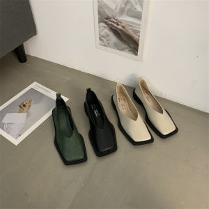 Square Toe Retro French Style Slip On Flats Shoes