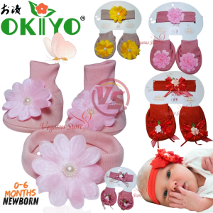 OKIYO Bandana Set Bando ikat kepala Set Sepatu Bayi Perempuan Lucu Shoes & HeadBand