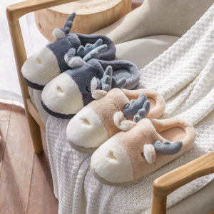 Thick Bottomed Warmth Retaining Slippers for Men And Women Home Use Autumn Winter Indoor Cotton Slippers Anti Slip Fleece Lined