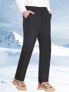 กางเกงขนเป็ดสำหรับผู้ชายวัยกลางคนและผู้สูงอายุกางเกงขนห่านสำหรับกีฬากลางแจ้งทรงหลวมเพิ่มความหนาเอวสูงใส่ด้านนอกกางเกงขนห่านสีขาวสำหรับเล่นสกีให้ความอบอุ่น