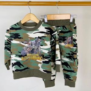 X BABY Setelan Anak Laki Laki Lengan Panjang Motif Army Sablon PUBG Battle Ground Babyterry 1-4 Tahun