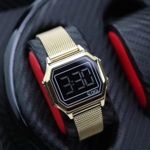 Jam Tangan Wanita Alexandre Christie 9222L Kotak Digital Tali Pasir Original