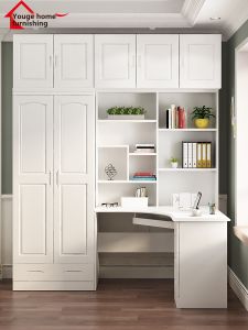 Solid Wood Pine Study Desk Wardrobe Combination with Bookshelf Original Wood Childrens Learning Computer Writing Desk Home Use