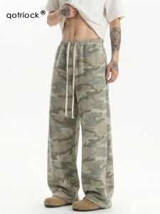 QOTRIOCK | American Camo Style Casual Trousers Straight Leg