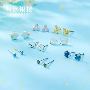 SHUNQINYINLOU | Bông Tai Bạc Ta Thiết Kế Hoạt Hình