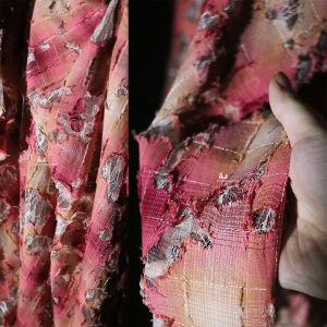 Vải Thêu Ren Rỗng Sáng Tạo Vải Sọc Trong Suốt Có Họa Tiết Cơ Thể Vải Thiết Kế DIY Thủ Công Quần Áo Mùa Hè Trung Quốc Mới