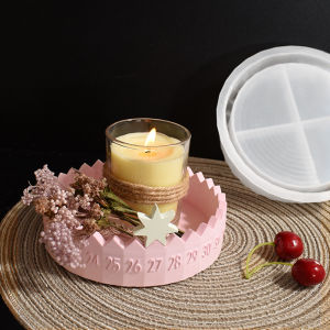 Advent Calendar Round Tray Silicone Mold DIY Star Ornament Candlestick Plaster Resin StorageTray Gypsum Casting Mould Christmas