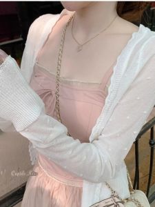 Summer Suspender Skirt Outerwear Cover-up Ice Silk Knitted Sun-Proof Cardigan Tops Thin Cape Coat Office Cardigan Women