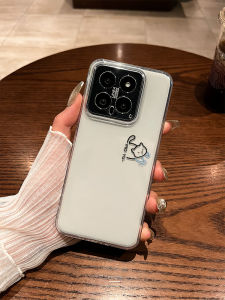 LingRong Xiaomi 17 Phone Case Fish Catching Cat Creative Transparent Full Lens Protection Anti-Fall Soft TPU Cover for Xiaomi 15Pro 14 13Ultra 12X CIVI5Pro