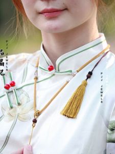 Customized Thickened Sweater Chain Necklace with Adjustable Tassel Pendant Rope Elegant Jewelry Accessory for Fashion Lovers