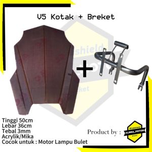 PAKET Breket+Visor/Windshield Lampu Bulet 50cm V5 CB VERZA VIXION CB150 MEGAPRO PULSAR NS XABRE BYSON GSX S