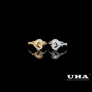 N1282 Nhẫn nữ thiết kế kiểu trái tim đính đá CZ cao cấp sáng lấp lánh UHA