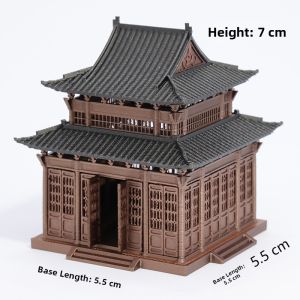 Microscopio Hall Chinese Ancient Building Ecological Miniature Landscape Aquarium Home Decoration Ornaments Double Ridge Hip Roof Pavilion