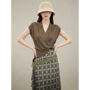 GULILI | Brown Sleeveless Half Body Dress Women Set