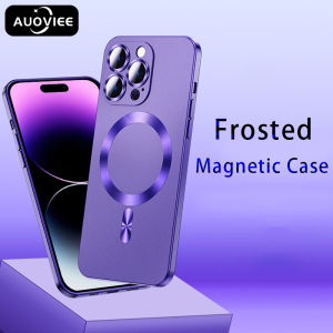 AUOVIEE Luxury Original Matte For Magsafe Magnetic Wireless Charge Case For iPhone 14 13 12 Pro Max Bumper Lens Protection Cover