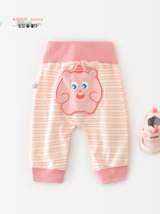 กางเกงลำลองลายทางสำหรับเด็กผู้หญิงในฤดูใบไม้ผลิ กางเกงขายาวผ้าฝ้ายลำลองสำหรับเด็กแรกเกิดและเด็กวัยเตาะแตะที่สวมใส่ได้หลากหลาย